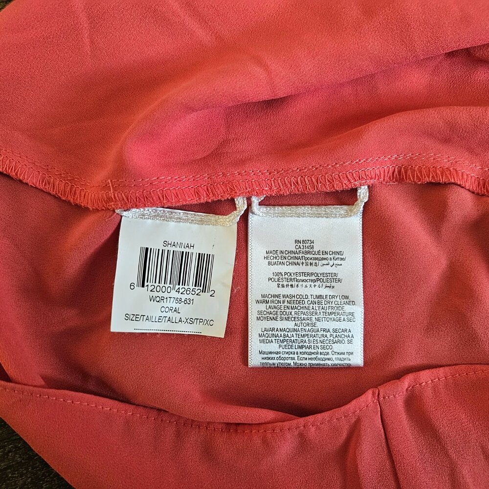 BCBGMaxAzria Shannah Short Batwing Sleeve Top Blouse XS Coral - Picture 5 of 6